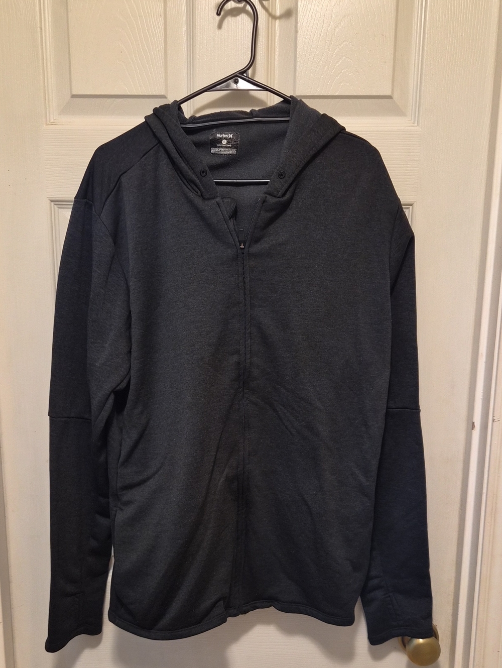 Hurley Men's Dark Charcoal Full-Zip Hooded Sweater
